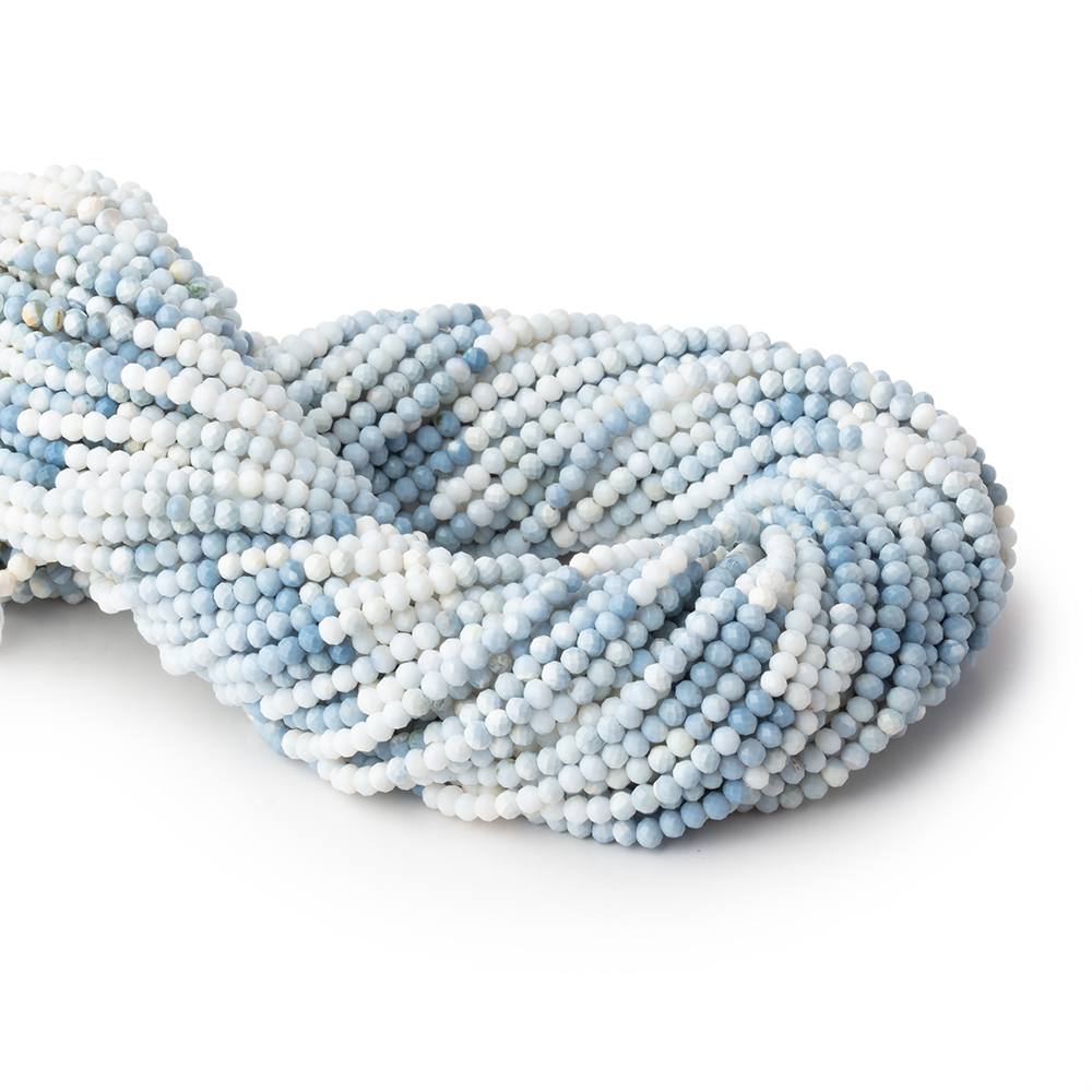 3mm Owyhee Denim Blue Opal Micro Faceted Rondelles 13 inch 132 Beads