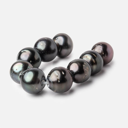 12-12.5mm Tahitian Saltwater 2.5mm Large Hole Pearls 4 inches 9 pieces