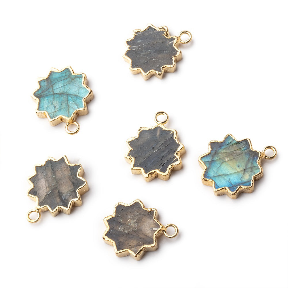 12-13mm Gold Leafed Labradorite Star Burst Focal Pendant 1 piece