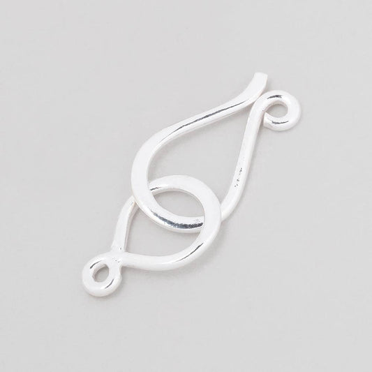 34x12mm Sterling Silver Shiny Hook and Eye Clasp 1 piece