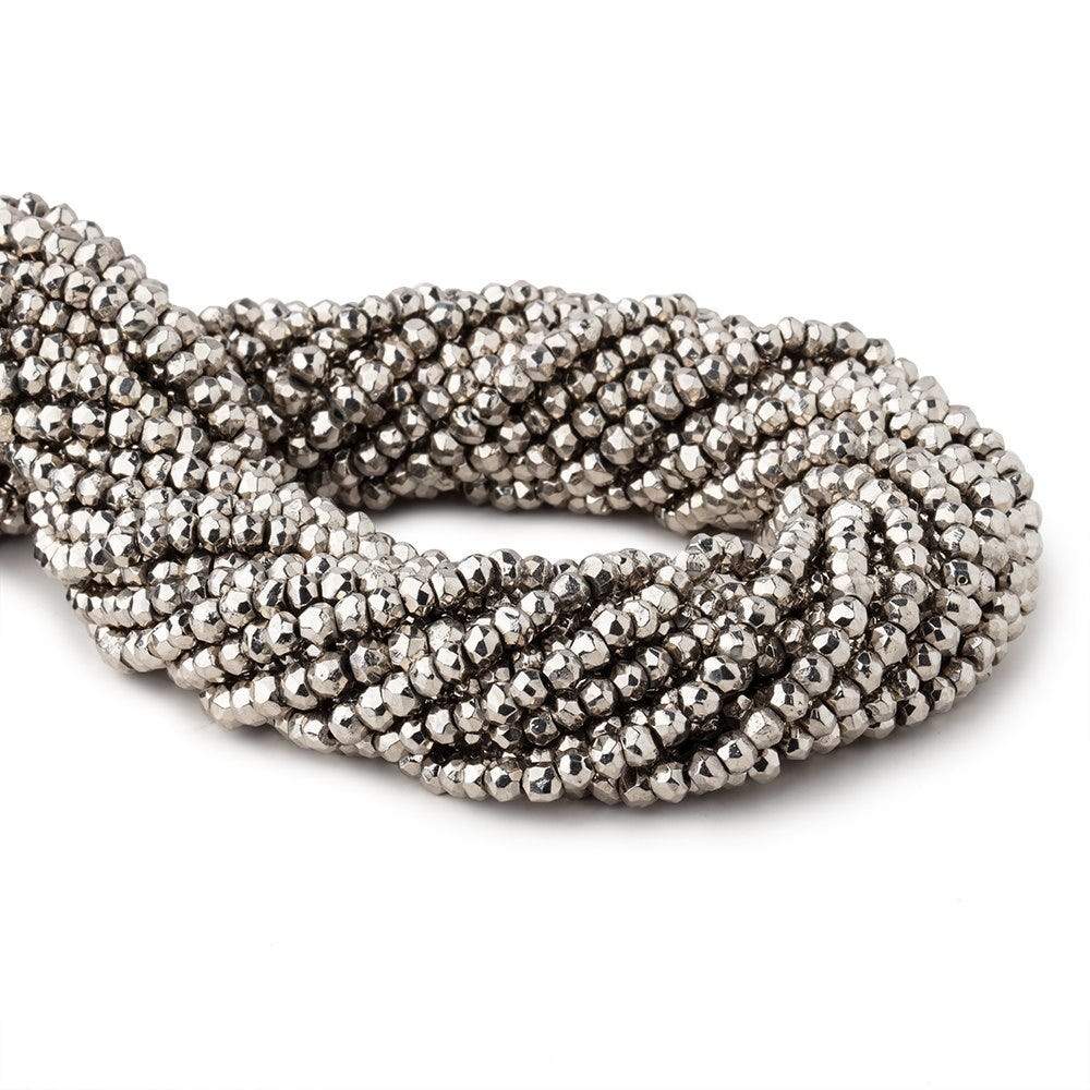 3.5-4mm Metallic Silver plated Pyrite faceted rondelle Beads 13 inch 104 pcs