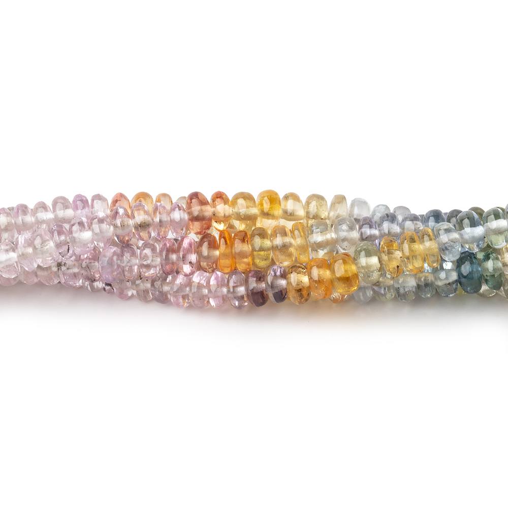 3.5-4mm Multi Color Sapphire Plain Rondelle Beads 18 inch 245 pieces AAA