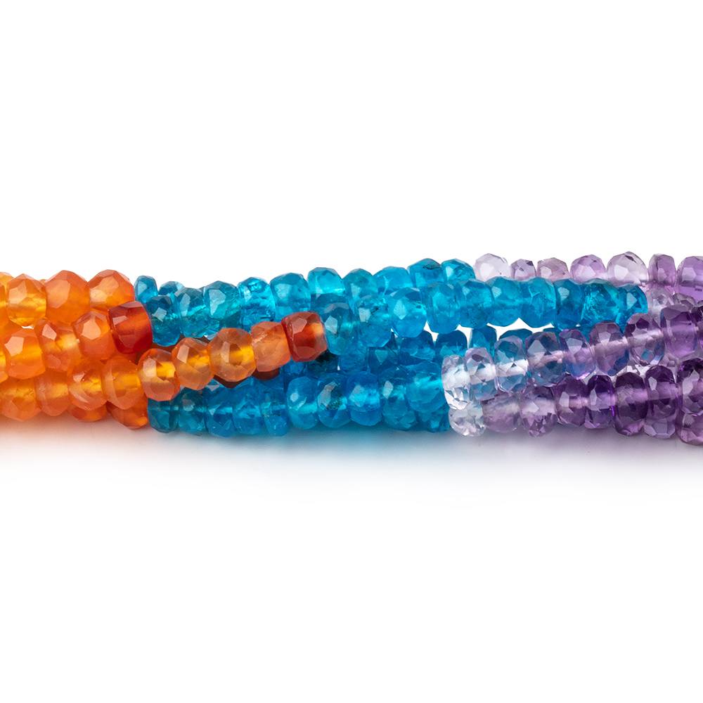 3.5-4mm Multi Gemstone Faceted Rondelle Beads 18 inch 200 pieces AA