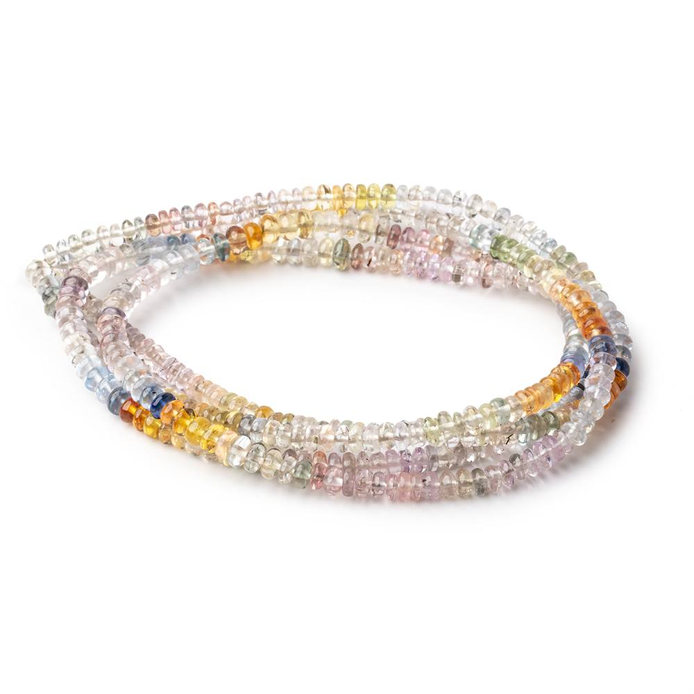 3.5-5mm Multi Color Sapphire Plain Rondelle Beads 18 inch 200 pieces AAA