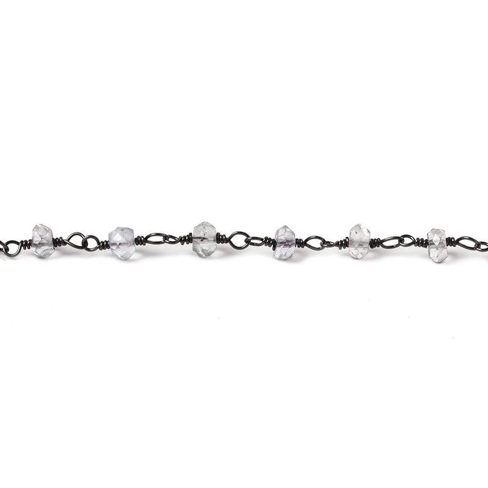 3.5mm Crystal Quartz faceted rondelle Black Gold Chain by the foot 36 pieces