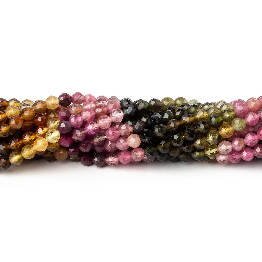 3.5mm Multi Color Tourmaline micro faceted round beads 12.5 inch 95 pieces AAA
