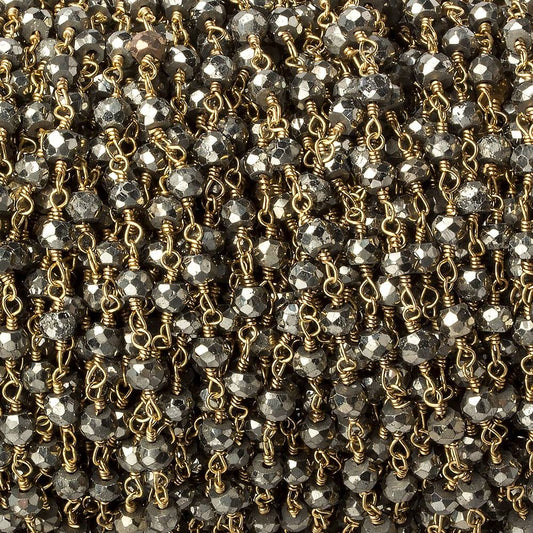 3.5mm Pyrite and Gold plated Pyrite Gold Chain by the foot