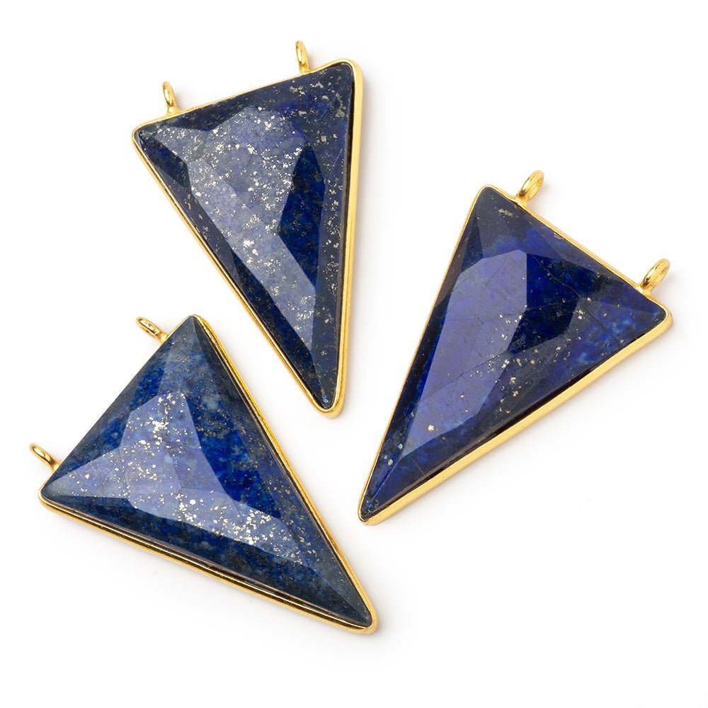 35x24mm Vermeil Bezel Lapis Lazuli Faceted Point Connector 1 piece