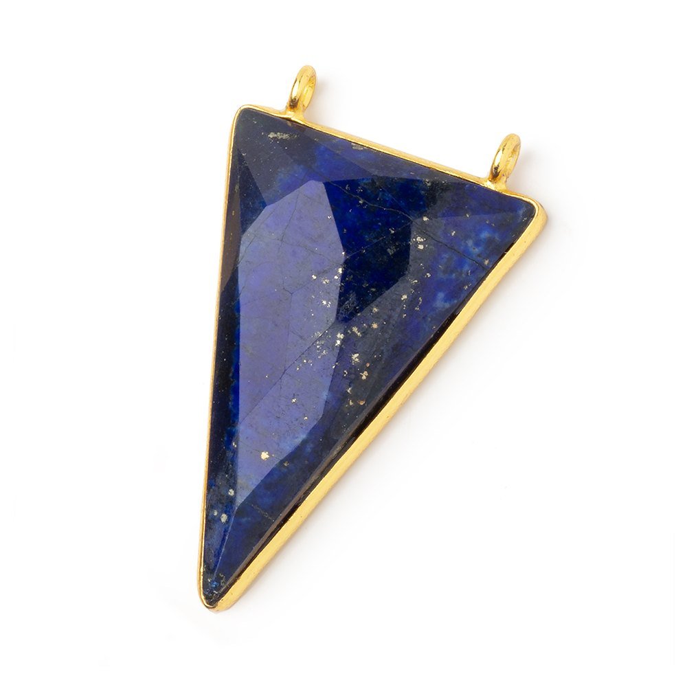 35x24mm Vermeil Bezel Lapis Lazuli Faceted Point Connector 1 piece