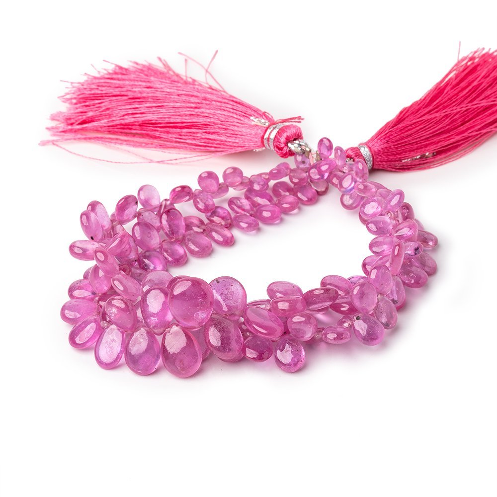 3.5x3-10.5x8.5mm Pink Sapphire Plain Pear Beads Set of 2 Strands AAA