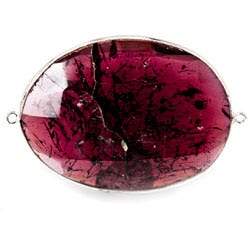 36x21mm Rhodolite Garnet Oval Sterling Silver Bezel Connector 1 piece