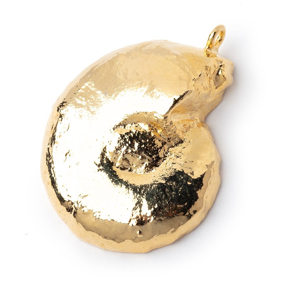 37.5x31.5mm Gold Leafed Ammonite Fossil Pendant 1 focal piece