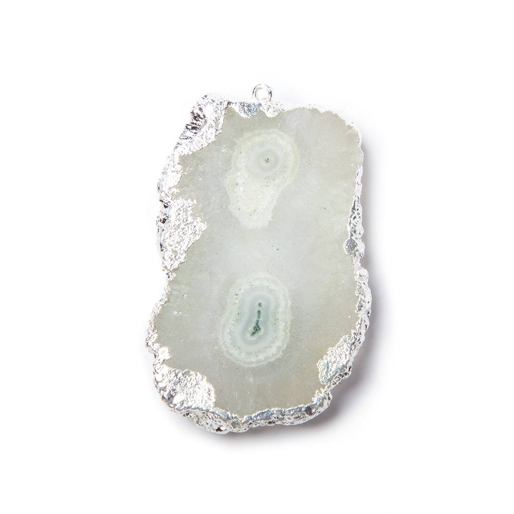 37x24mm Silver Leaf Edged Solar Quartz Stalactite Pendant 1 piece