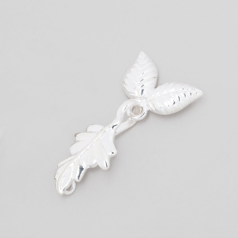 38x18mm Sterling Silver Hook and Eye Clasp with Leaves 1 piece