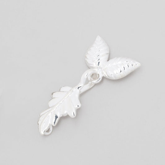 38x18mm Sterling Silver Hook and Eye Clasp with Leaves 1 piece