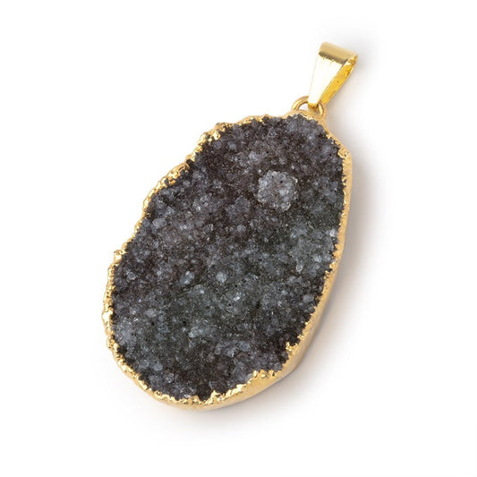 38x26mm Gold Leafed Brownish Gray Drusy Pendant 1 focal piece