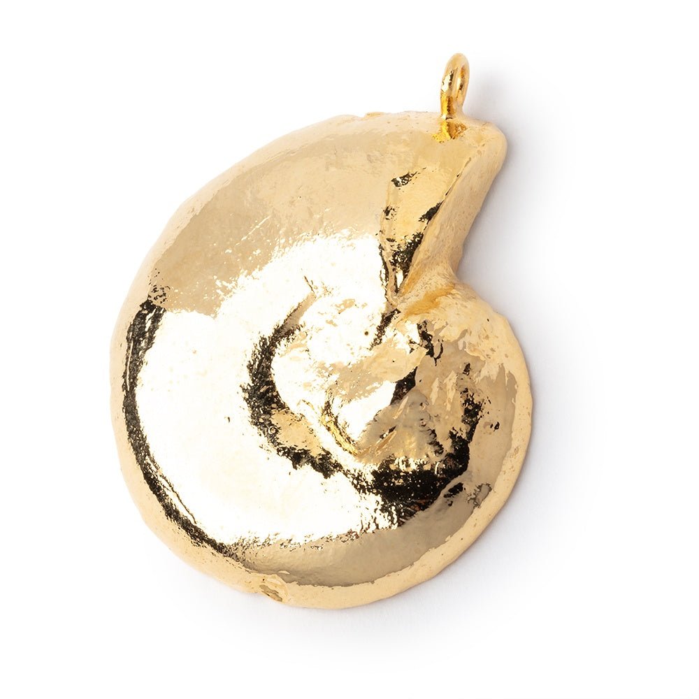 38x33mm Gold Leafed Ammonite Fossil Pendant 1 focal piece