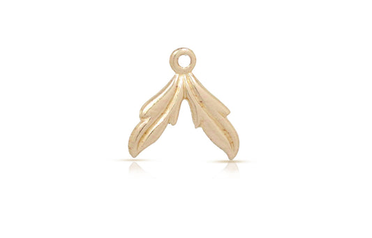 Double Leaf Stamped Charms 14Kt Gold Filled 10.8x11mm -  5pcs/pack
