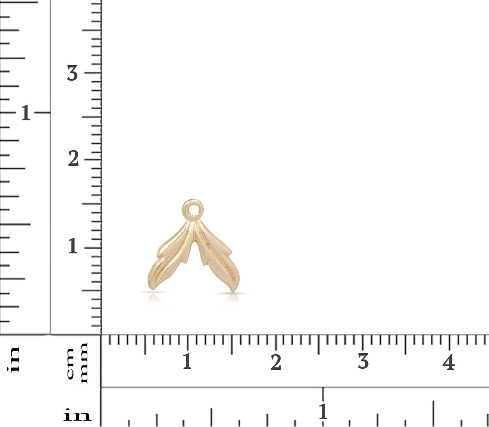 Double Leaf Stamped Charms 14Kt Gold Filled 10.8x11mm -  5pcs/pack