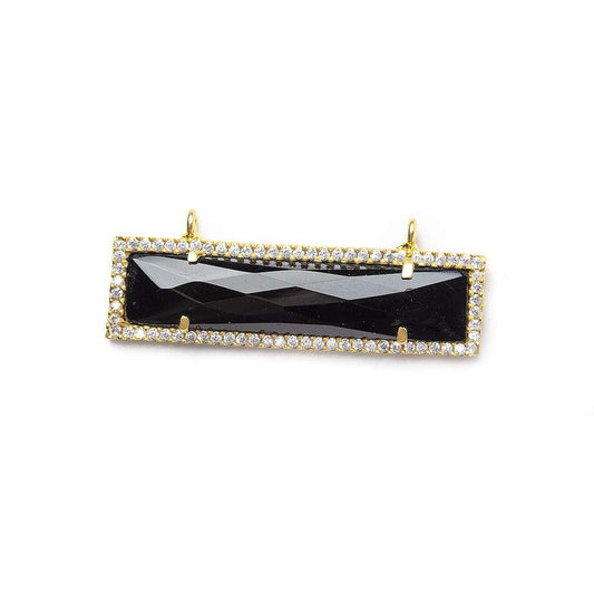 39x10.5mm Vermeil Bezel CZ & Black Chalcedony Bar East-West Connector 1 piece