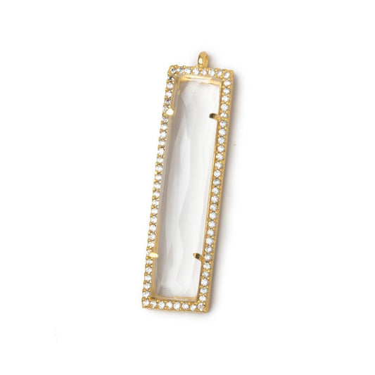 39x10.5mm Vermeil CZ Bezel Crystal Quartz Bar Pendant 1 Focal