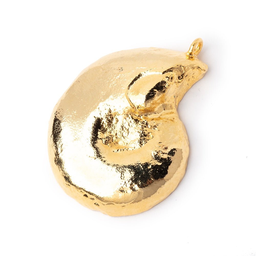 39x31mm Gold Leafed Ammonite Fossil Pendant 1 focal piece