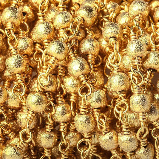 3mm 22kt Gold plated Brushed Round Gold plated Chain by the foot