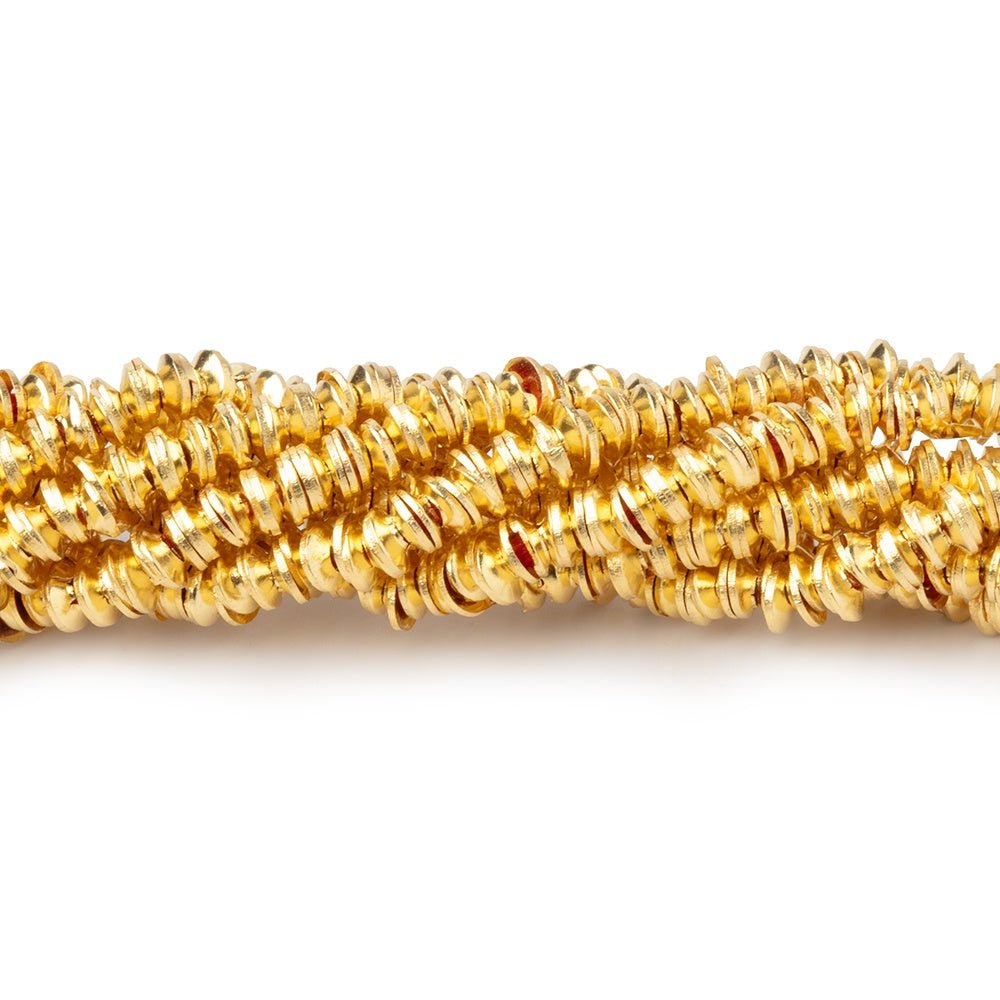 3mm 22kt Gold Plated Copper Plain Bead Cap 8 inch 380 pieces