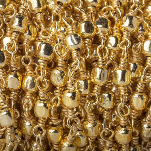 3mm 22kt Gold plated Shiny Cube Gold plated Chain by the foot