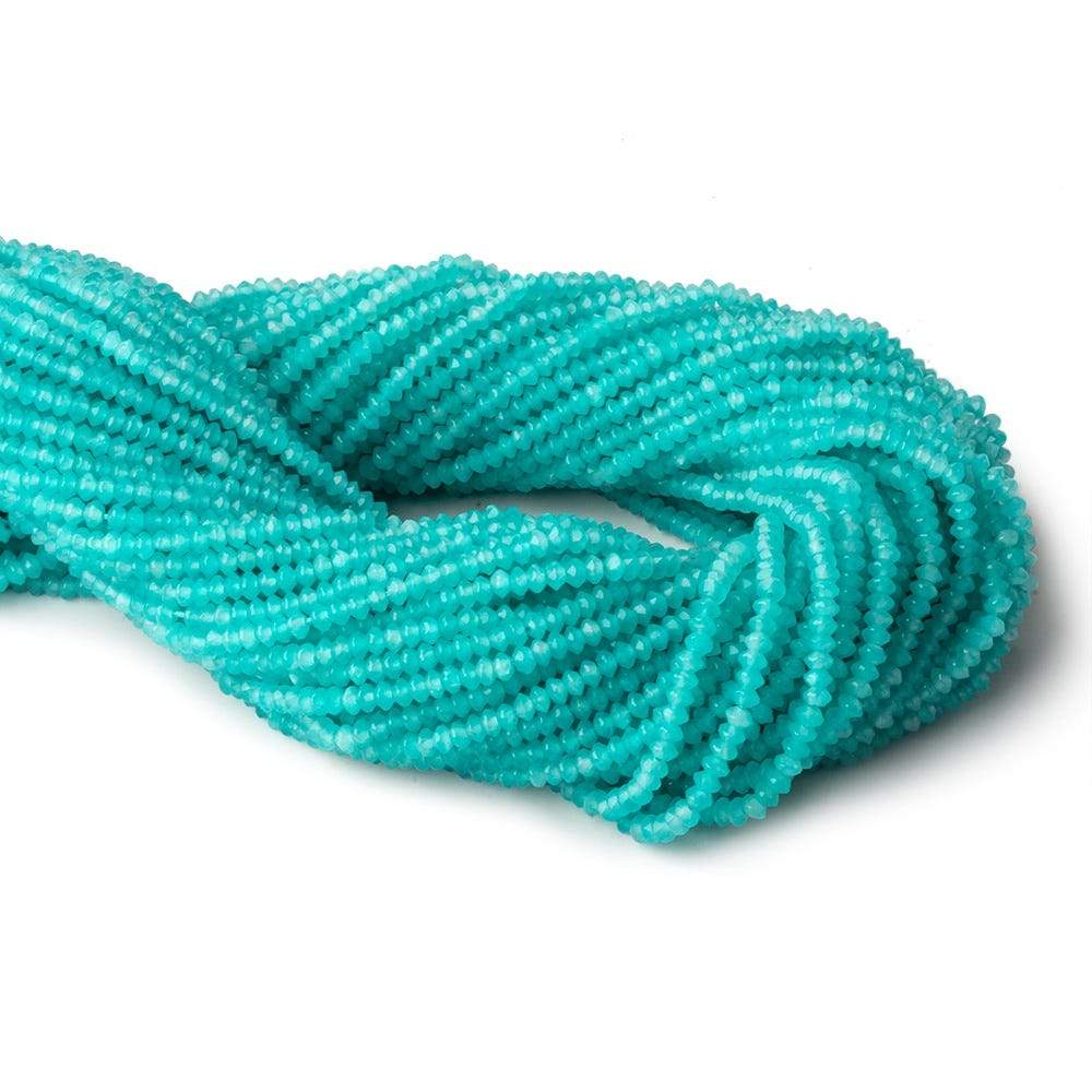 3mm Seafoam Blue Chalcedony Micro Faceted Disc Rondelle Beads 13 inch 165 pieces