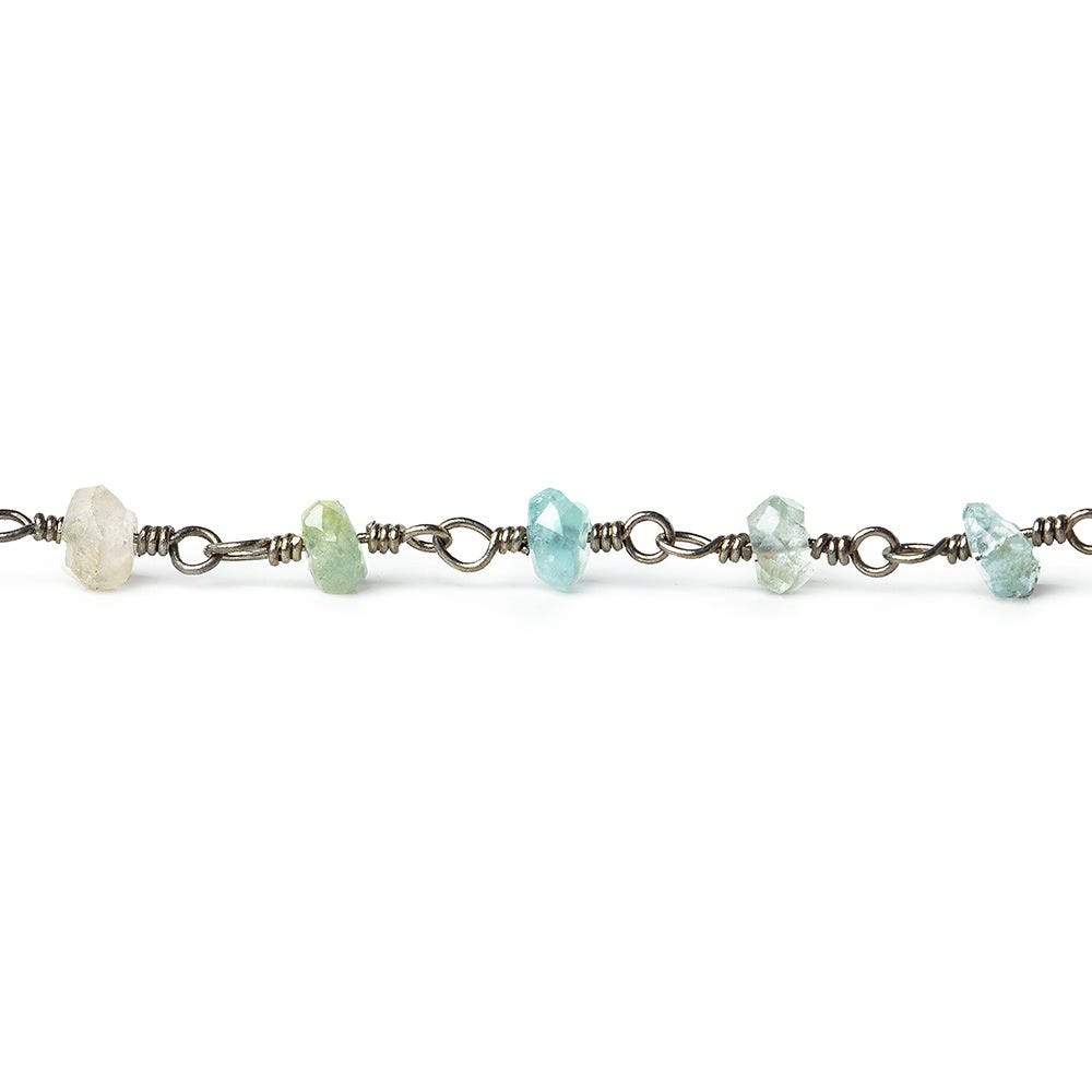 3mm Beryl Faceted Rondelle Black Gold plated Chain sold by the foot 40 pieces