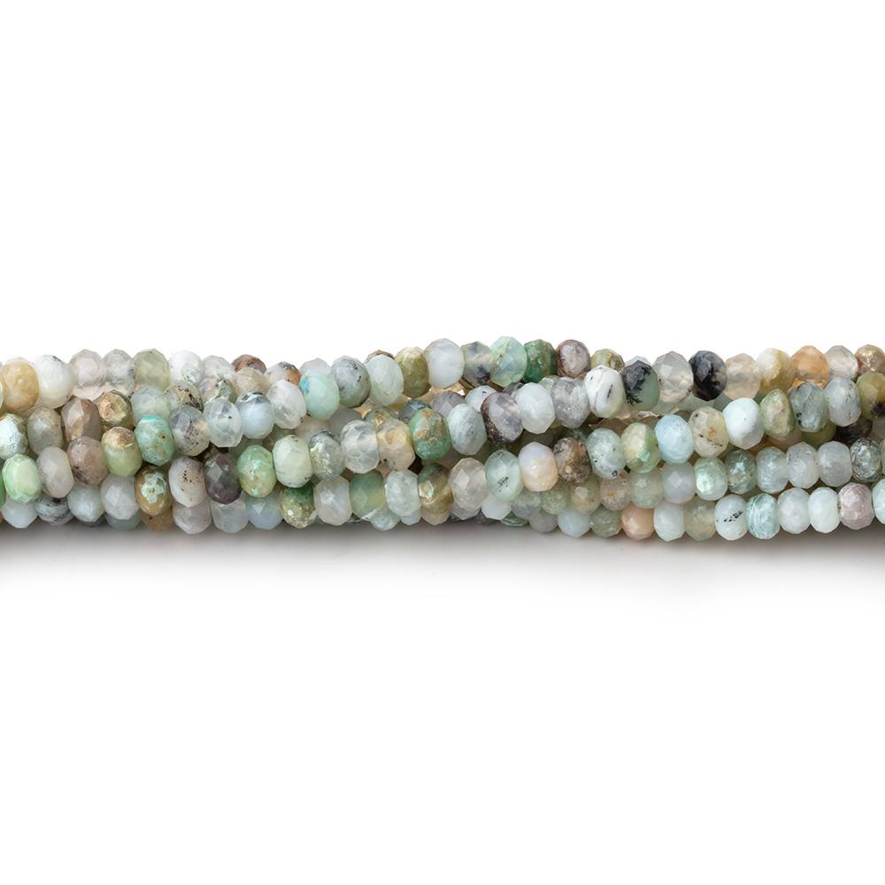 3mm Blue Peruvian Opal Micro Faceted Rondelle Beads 15.75 inch 180 pieces AA