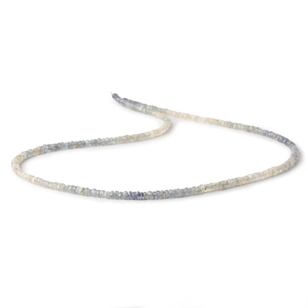 3mm Blue & White Sapphire native cut faceted rondelles 18 inch 260 beads