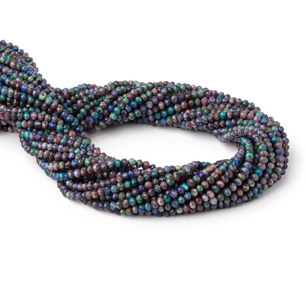 3mm Ethiopian Black Opal Micro Faceted Rondelle Beads 12.25 inch 130 pieces AA