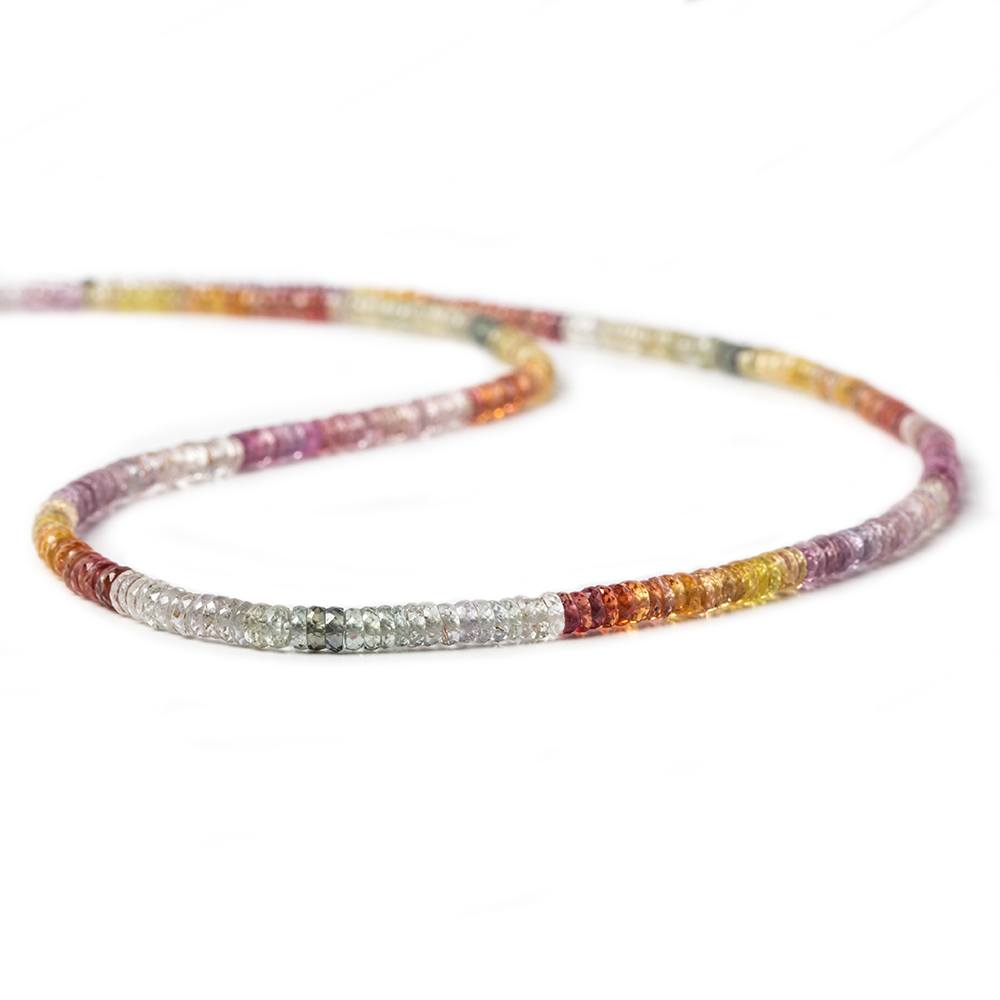 3mm Fancy Sapphire micro-faceted rondelle beads 16 inch 328 pcs AAA Grade