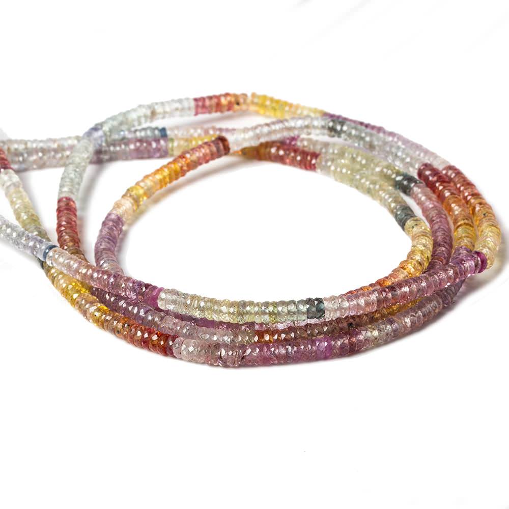 3mm Fancy Sapphire micro-faceted rondelle beads 16 inch 328 pcs AAA Grade