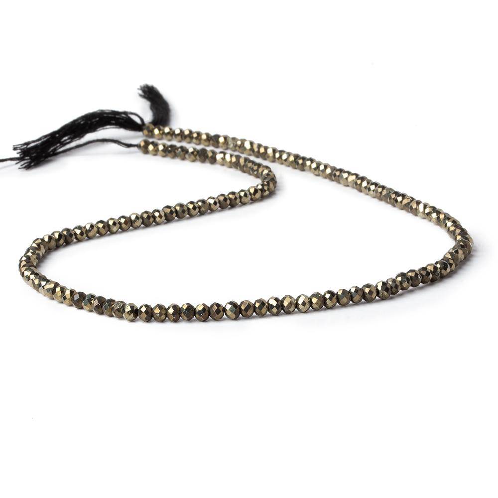 3mm Golden Pyrite microfaceted rondelle beads 13 inch 134 pieces