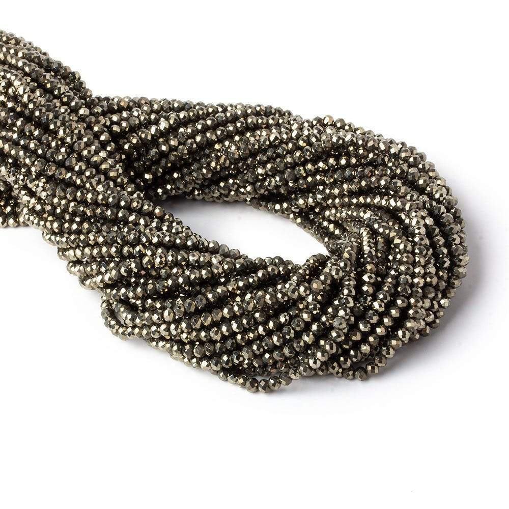 3mm Golden Pyrite microfaceted rondelle beads 13 inch 134 pieces