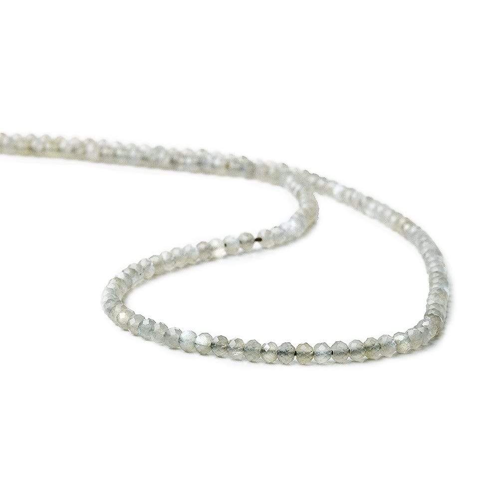 3mm Light Mink Grey Moonstone microfaceted rondelle beads 13 inch 135 pieces