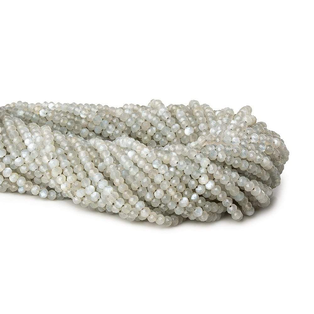 3mm Light Mink Grey Moonstone microfaceted rondelle beads 13 inch 135 pieces