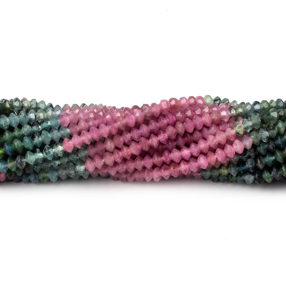 3mm Multi Color Tourmaline micro faceted disc rondelle beads 12.5 inch 155 pieces AAA