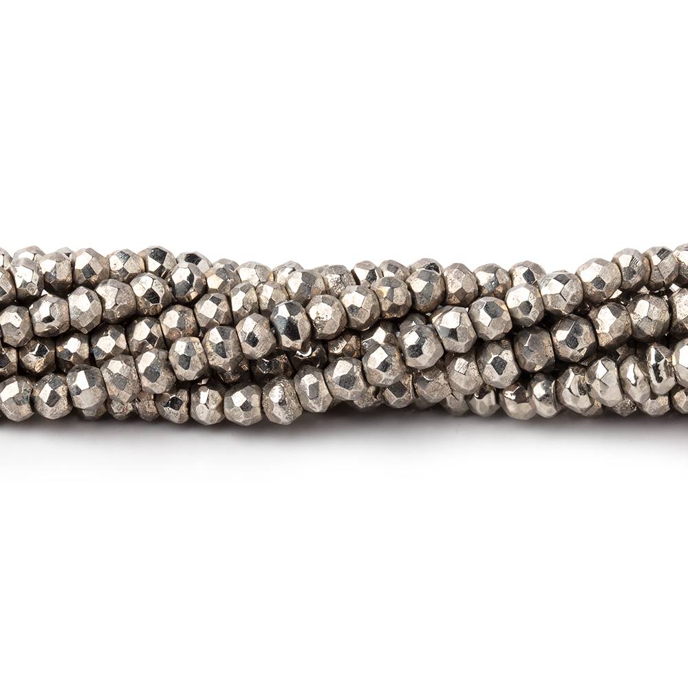 3mm Silver plated Pyrite faceted rondelle beads 13 inch 161 pieces