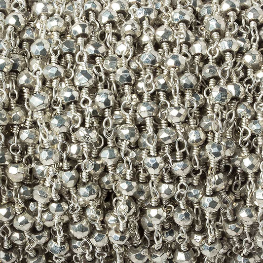 3mm Silver plated Pyrite Silver plated Chain by the foot