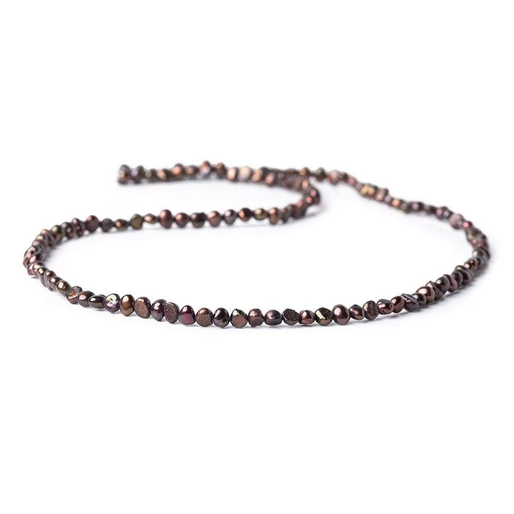 3x2mm Chocolate Side Drilled Baroque Freshwater Pearl 15 inch 140 pcs