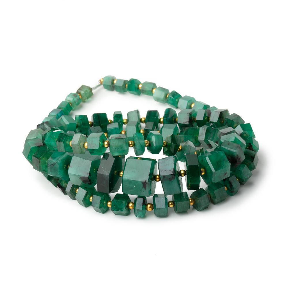 3x4-8x10mm Emerald Hex Cut Beads 20 inch 88 pieces AAA