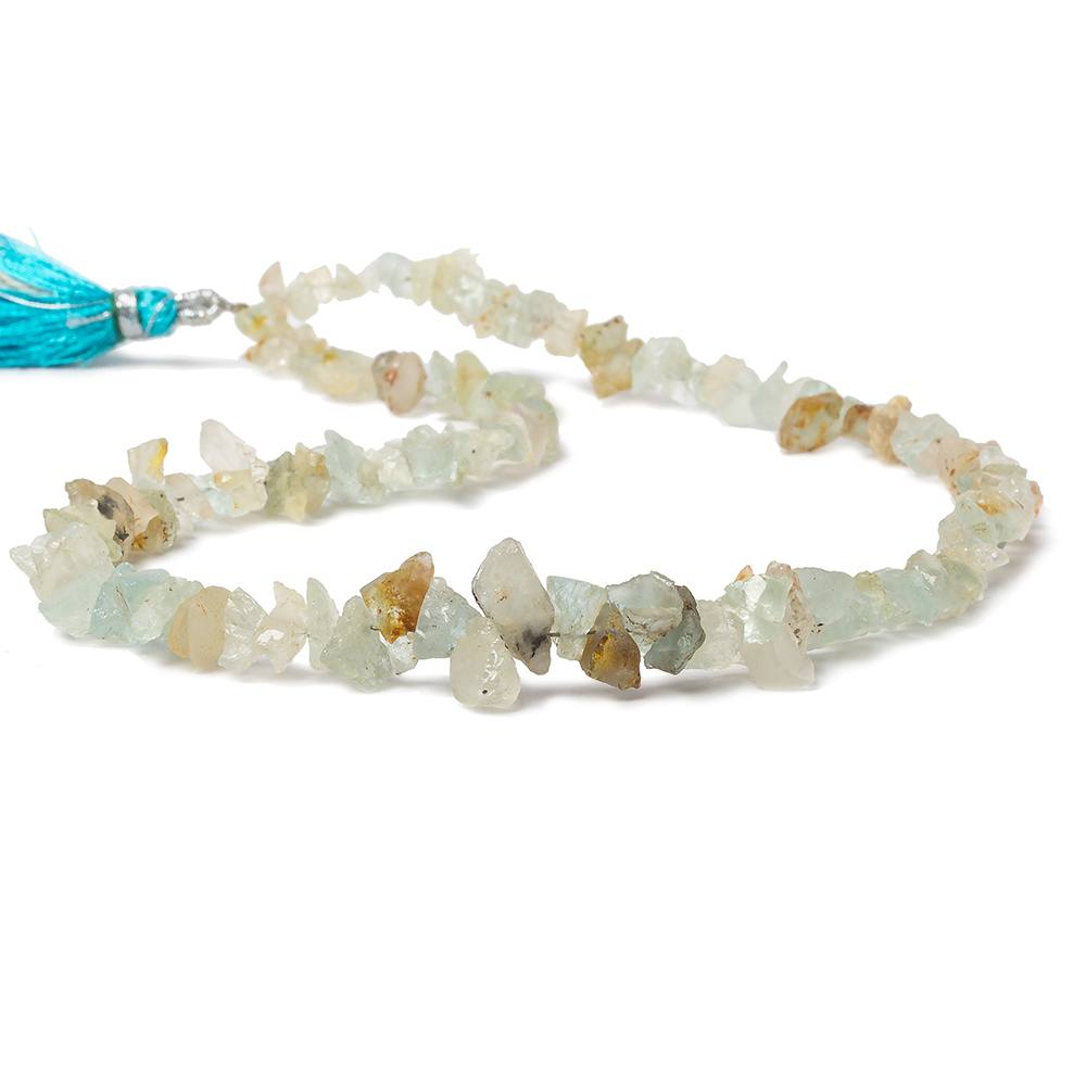 4-10mm Aquamarine & Helidor Natural Crystal Beads 14 inch 128 beads