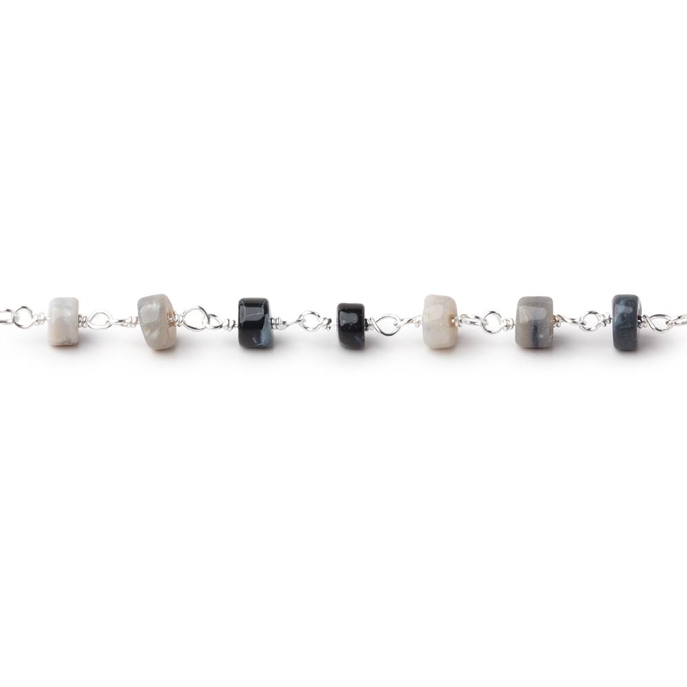4-4.5mm Australian Opal Plain Heishi Beads on Sterling Silver Chain