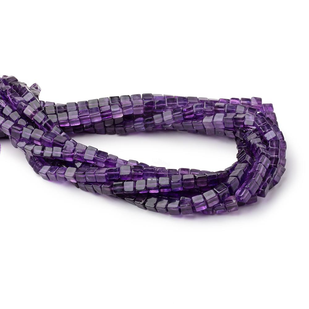 4-4.5mm Dark Amethyst Plain Cube Beads 14 inch 76 pieces