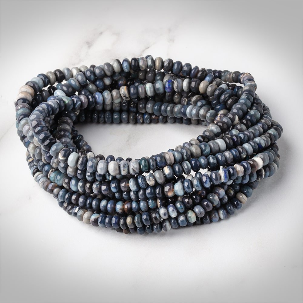 4-5.5 mm Blue Grey Australian Opal Plain Rondelles 18 inch 148 beads A