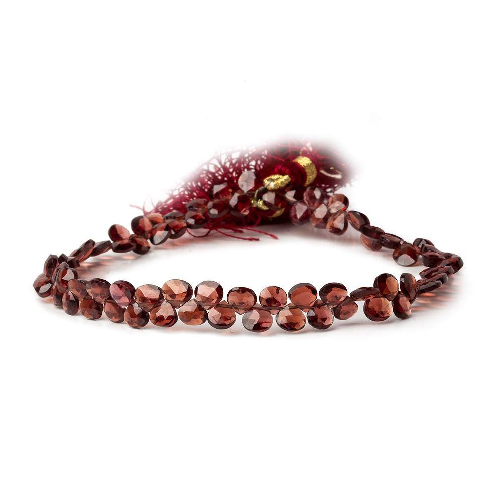 4-5mm Garnet Faceted Heart Beads 8.5 inch 74 pieces